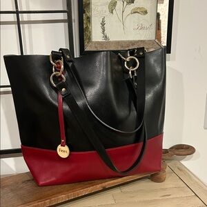 Isabella Fiore Black and Red Tote Bag